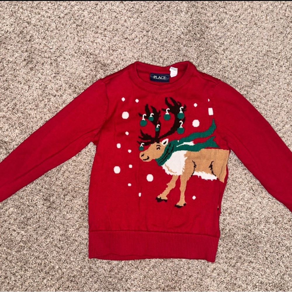 The Children's Place Red Reindeer Sweater